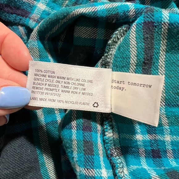A New Day Teal Plaid Flannel size L - Picture 10 of 14
